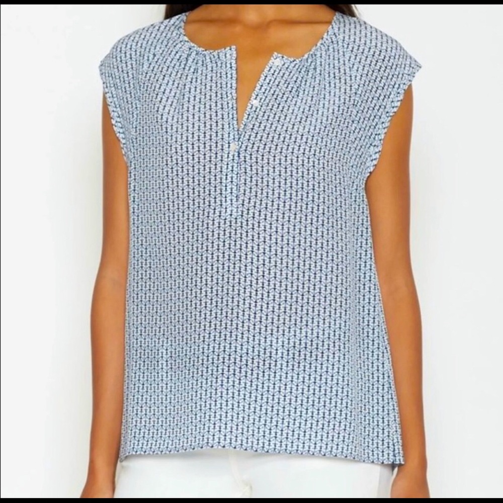 Joie Woodford Cap Sleeve Anchor Silk Top Size M